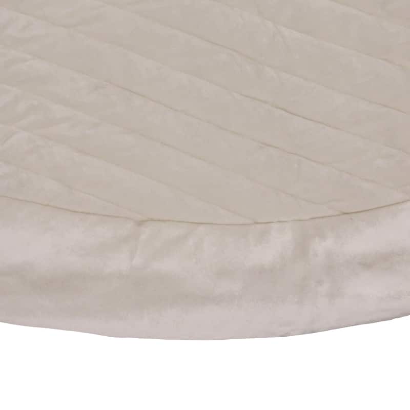 National Tree Company 60 in. HGTV Home Collection Quilted Velvet Tree Skirt, Ivory - 60 in