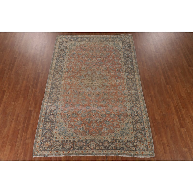 Traditional Najafabad Persian Vintage Rug Hand-Knotted Wool Carpet - 6'11"x 10'5"