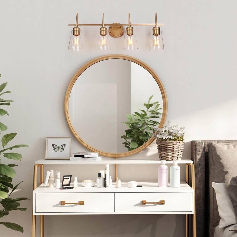 Ciare Modern Gold Bathroom Vanity Light Linear Wall Sconces with Clear Glass Shade - L 28.3"* W 5.5"* H 11"