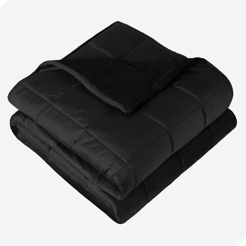 Bare Home Weighted Sensory Blanket - 80"x87" - 25lbs - Minky Fleece Black