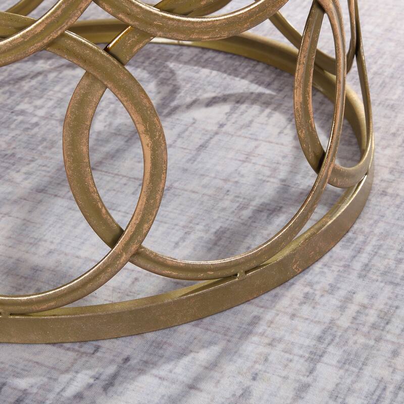 FirsTime & Co. Gilded Circles Table, Iron, 16.75 x 16.75 x 22 in, American Designed