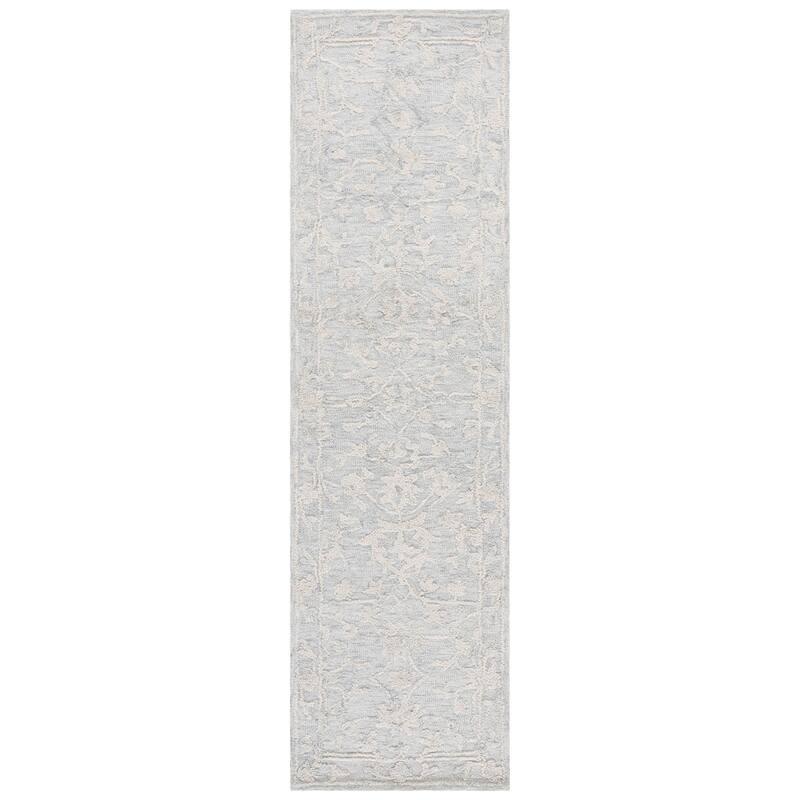 SAFAVIEH Handmade Abstract Berthe Wool Rug - Light Grey/Ivory - 2'3" x 8' Runner