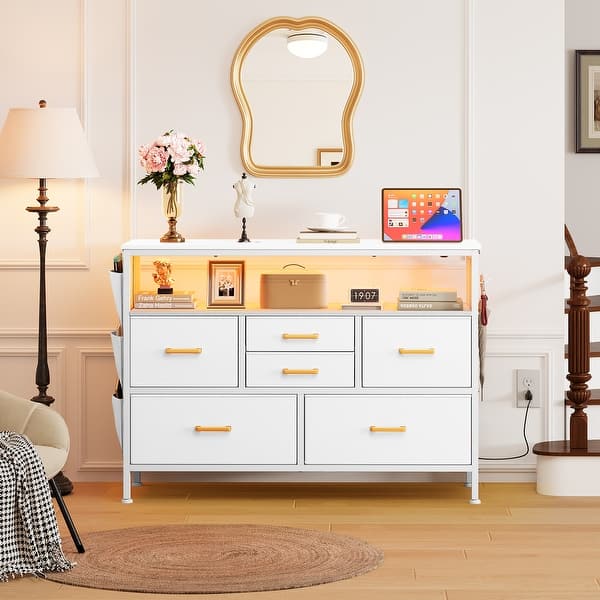 chinese dress ladies Coralie Curved 6-Drawer Vegan Leather Oval Dresser