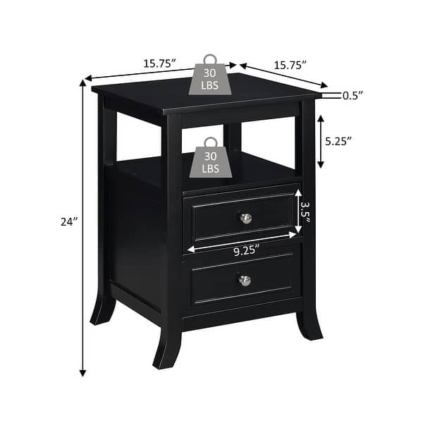 dimension image slide 0 of 2, Convenience Concepts Melbourne 2 Drawer End Table with Shelf