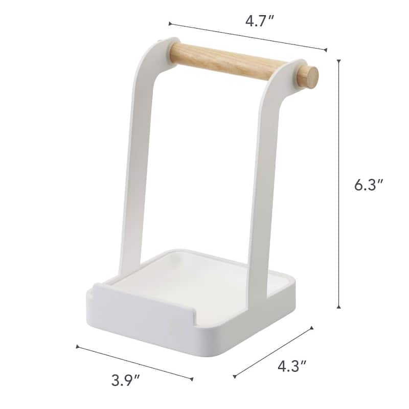 Yamazaki Home Lid and Ladle Stand, Steel and Wood - L 4.33 x W 4.72 x H 6.3 inches
