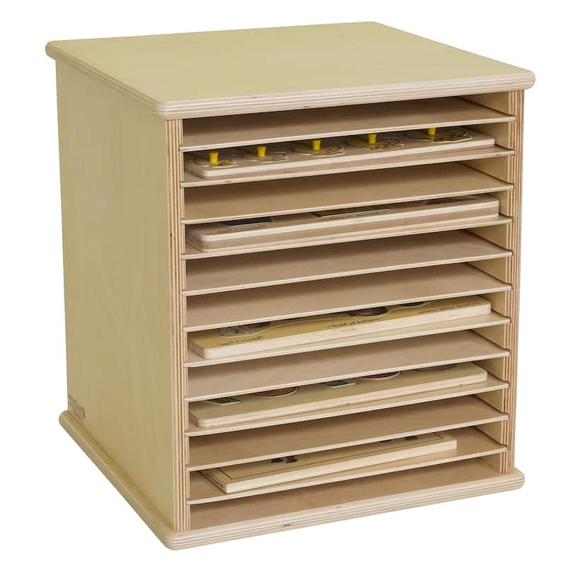 Wood Designs Tabletop Puzzle Rack, Birch Wood Durable Kids Storage Shelf Puzzles for Kindergarten, School, Montessori - 15.87"