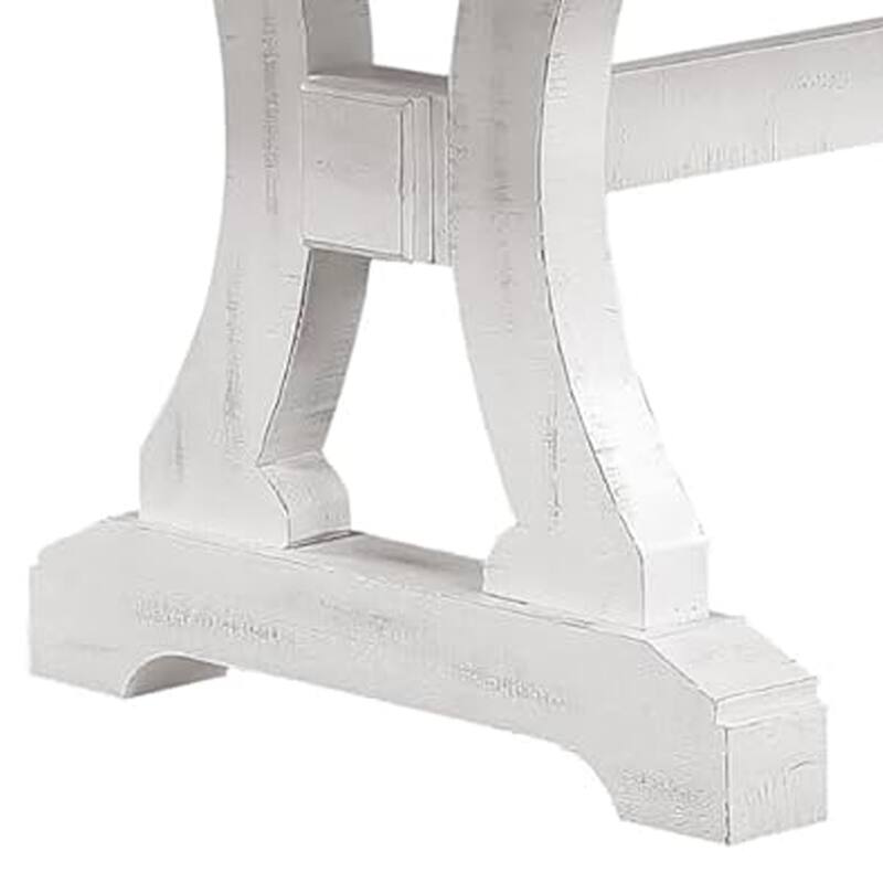 Eya Extendable Dining Table, 68-86 Inch Gray Top, Distressed White - Distressed White, Dark Gray