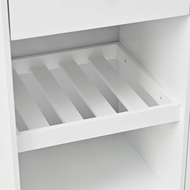 Rubberwood Kitchen Cart with Drop Leaf, Internal Storage Rack, Towel Holder, Spice Rack, and 2 drawers