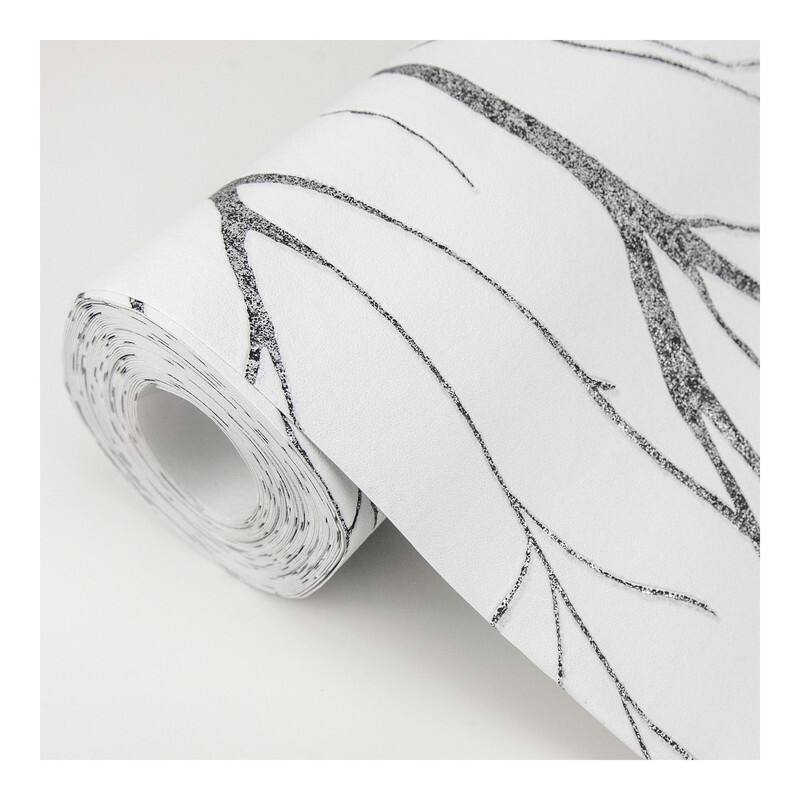 Advantage Diani Charcoal Metallic Tree Wallpaper - 21 x 396 x 0.025