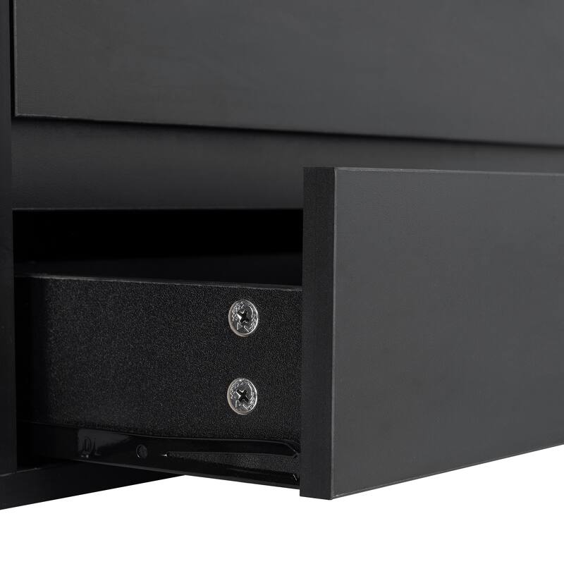 TV Stand for TVs up to 105", Modern Faux Marble Media Console with LED Lights, Tempered Glass Doors, 2 Drawers, Cabinets