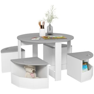 MDF Toddler Table and Chair Set with Extra Storage, 5-Piece Activity Furniture for Playroom and Classroom Use, Ages 3+