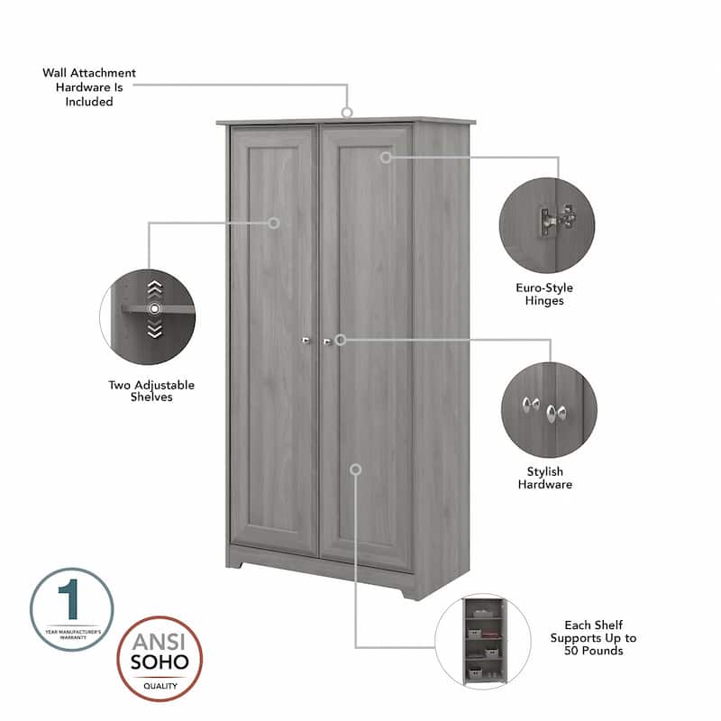 Cabot Espresso Oak Tall Storage Cabinet with Doors - 31.38"L x 16.30"W x 61.14"H