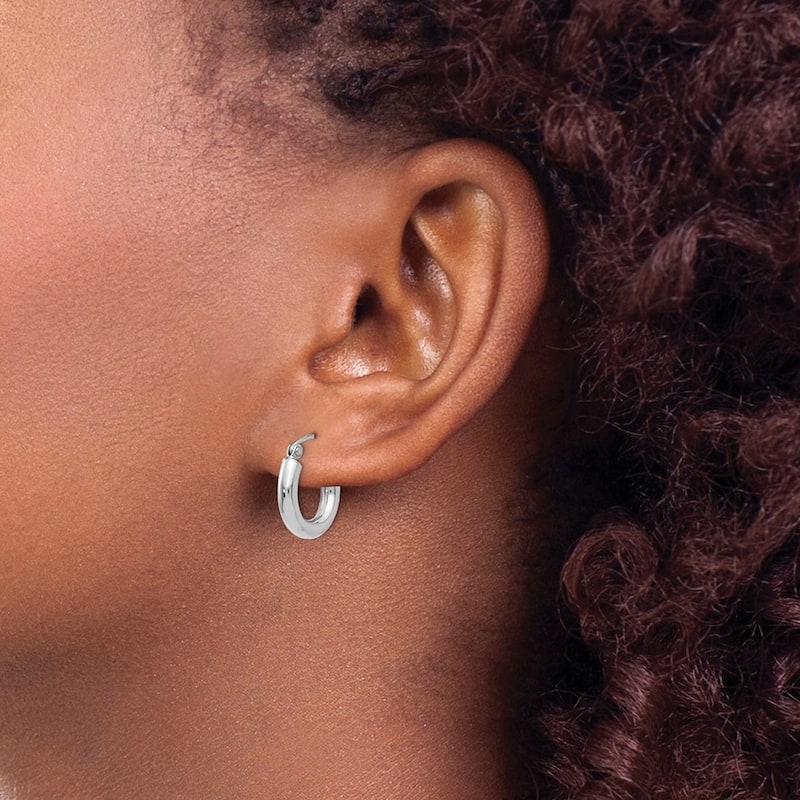 Curata 10k White Gold 3mm Polished Solid Classic Tube Hoop Earrings -14mm - 65mm - 16mm