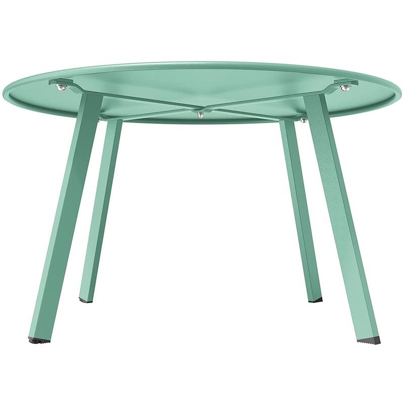 Patio Round Steel Patio Coffee Table, Weather Resistant Outdoor Large Side Table