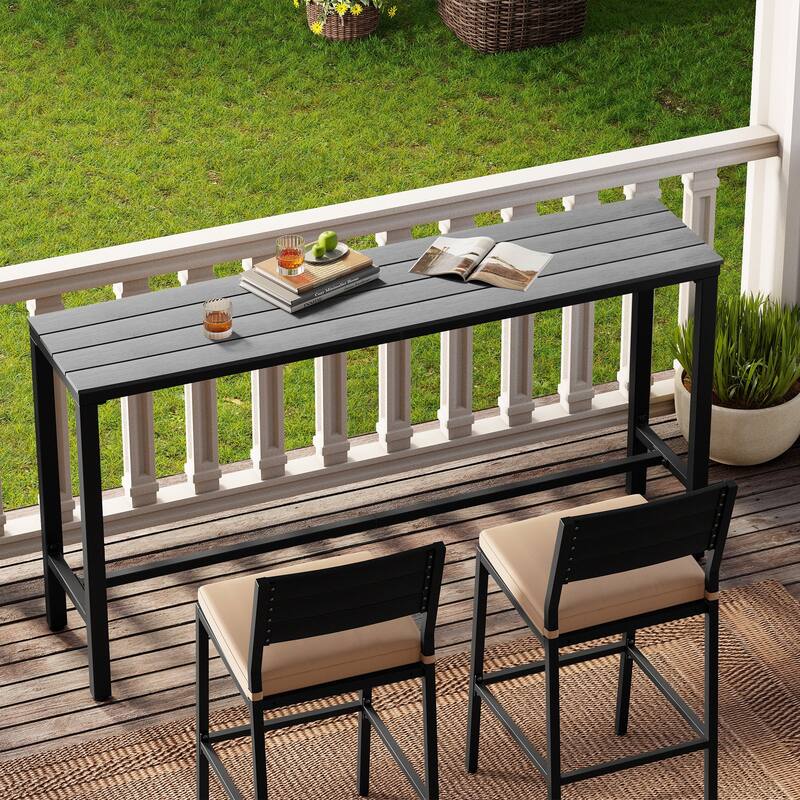 Crestlive Products Patio Outdoor Bar Table Rectangle Pub Table