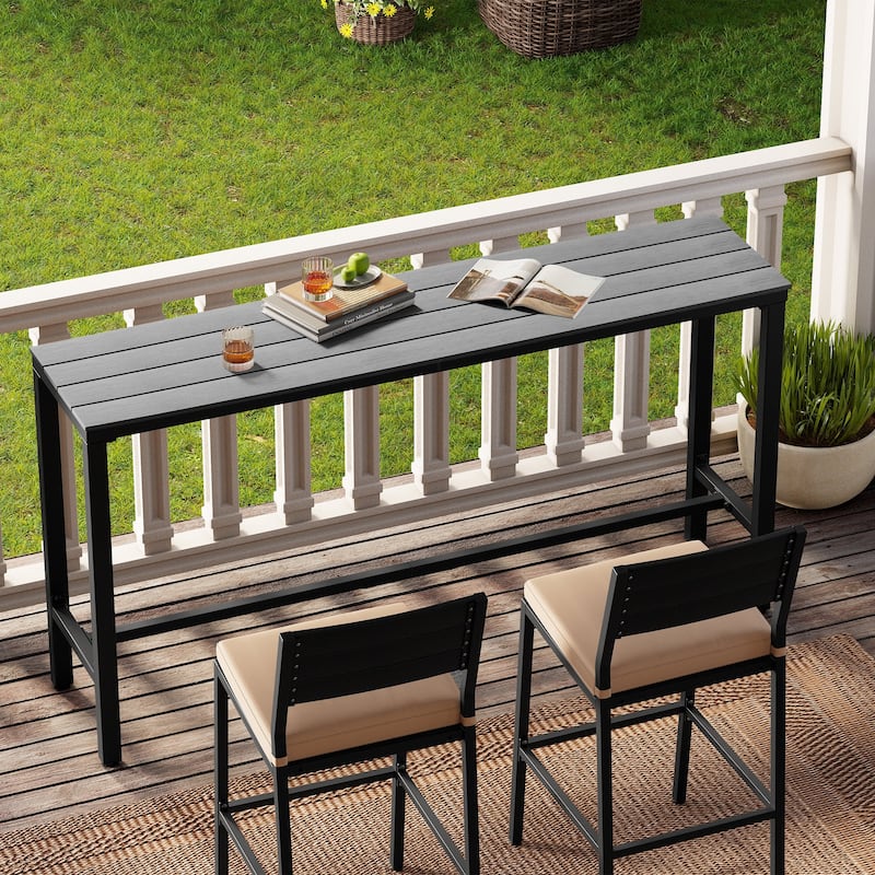 Crestlive Products Patio Outdoor Bar Table Rectangle Pub Table