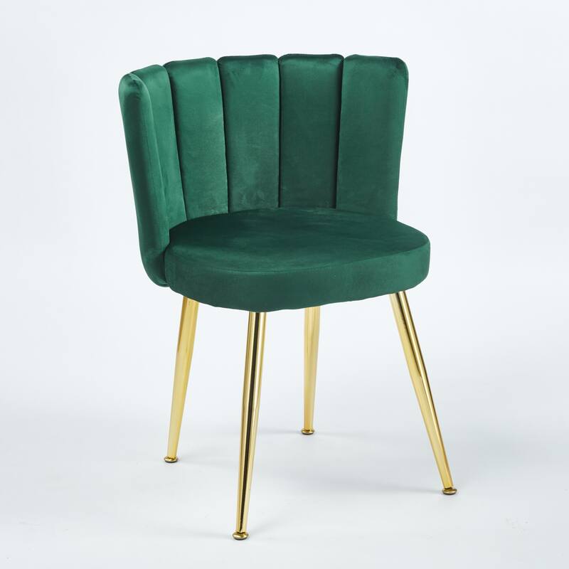 Velvet Dining Chair (Set of 2) with Golden Iron Legs, Ergonomic Backrest and Simple Assembly