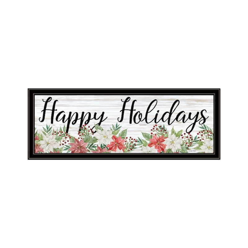 TrendyDecor4U Contemporary "Happy Holiday" Framed Print Wall Art - Multi