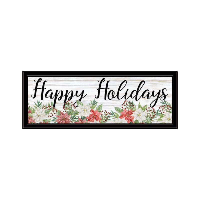 TrendyDecor4U Contemporary "Happy Holiday" Framed Print Wall Art - Multi