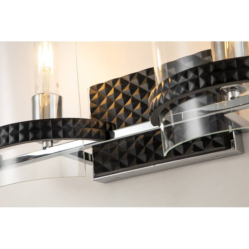 2 Light Vanity Bath Bar in Chrome and Black