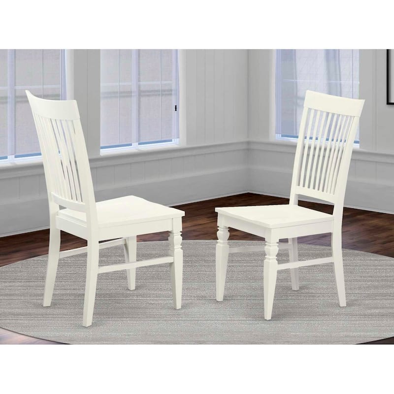 Wood Dining Chairs Set - Kitchen Accent Chairs with Slatted Back - Modern Farmhouse Style