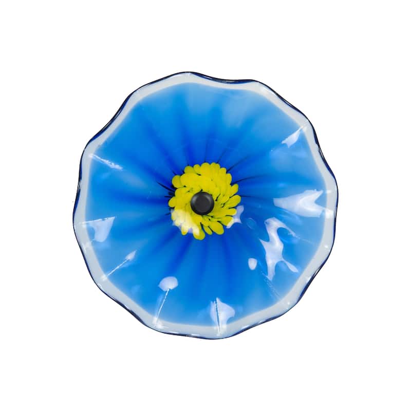 12IN Diameter Blue Fiore Bloom Art Glass Wall Décor