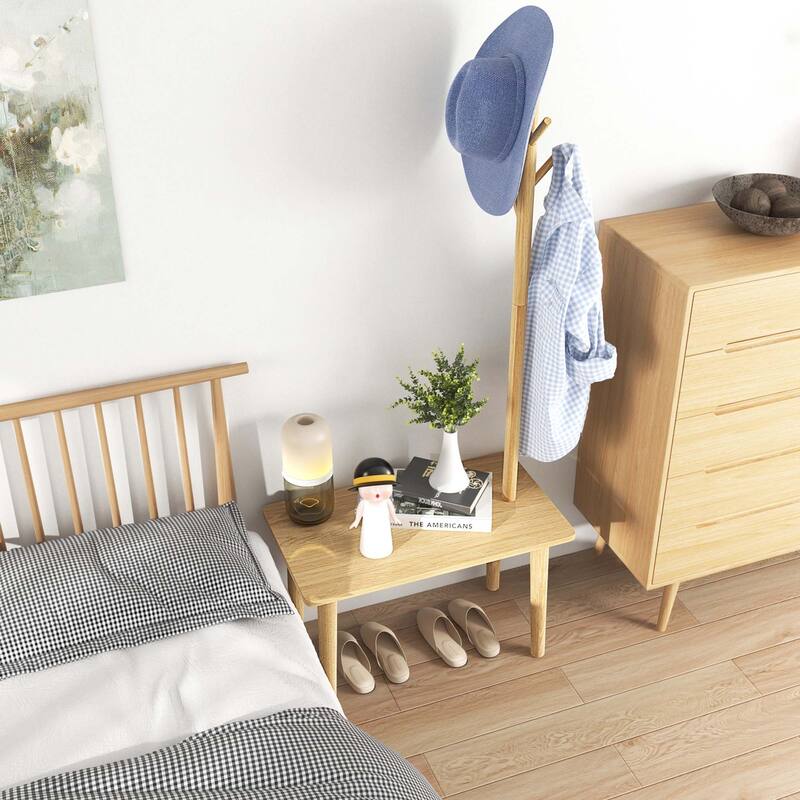 Costway End Table with Coat Rack 2-in-1 Side Table 3 Hooks for Hats - See Details
