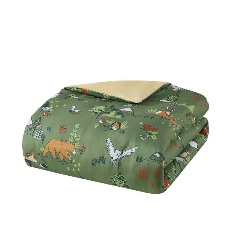 Intelligent Design Kids Theo Forest Animals Plush Reversible Comforter Set