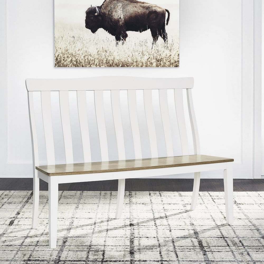 Signature Design by Ashley Ashbryn White/Natural Dining Double Chair - 52.88" W x 20.38" D x 40.5" H