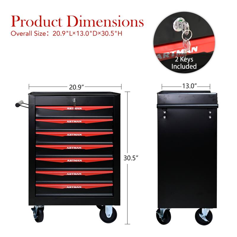 20" Rolling Metal Tool Chest with 7 Drawers for Garage & Workshop