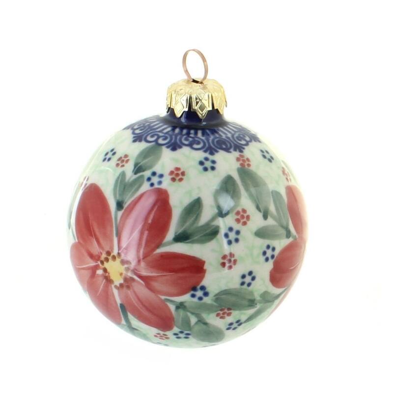 Blue Rose Polish Pottery Vena Large Christmas Ball