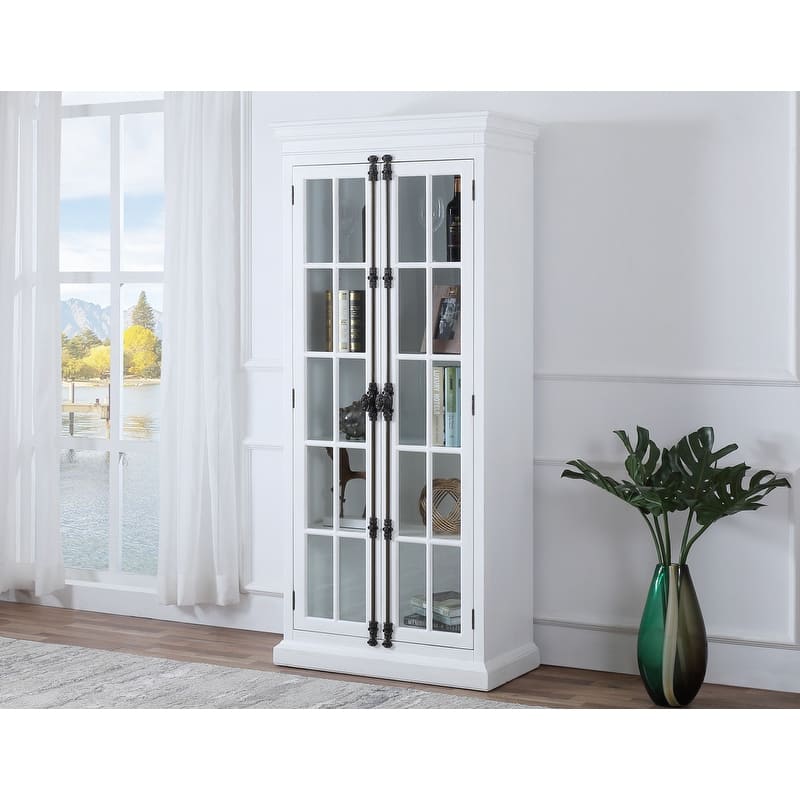 Best Master Furniture Poplar Wood 4 Shelves with Glass Curio Cabinet