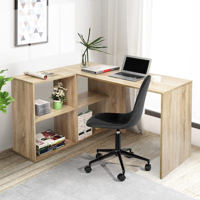 Homylin L-Shape Computer Desk with Shelves
