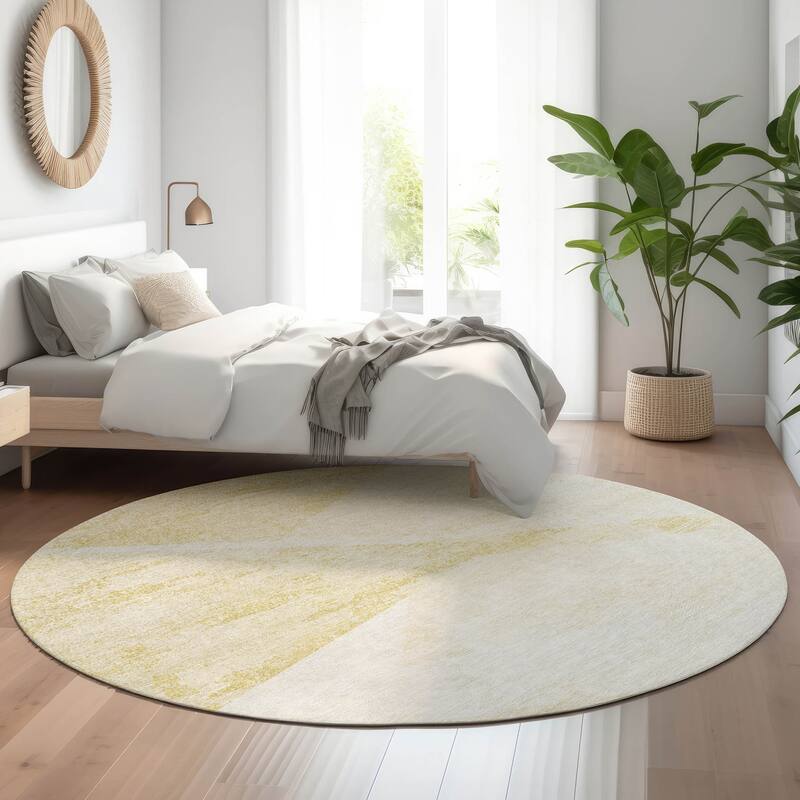 Premium Washable Super Soft Mayfield Rug - Gold - 8' x 8' - Round