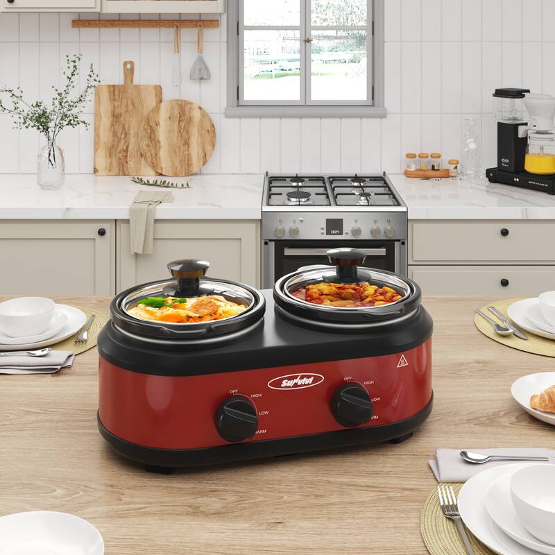 Royalcraft 2 Pot Slow Cooker Stainless Steel Buffet Server 1.25 Quart