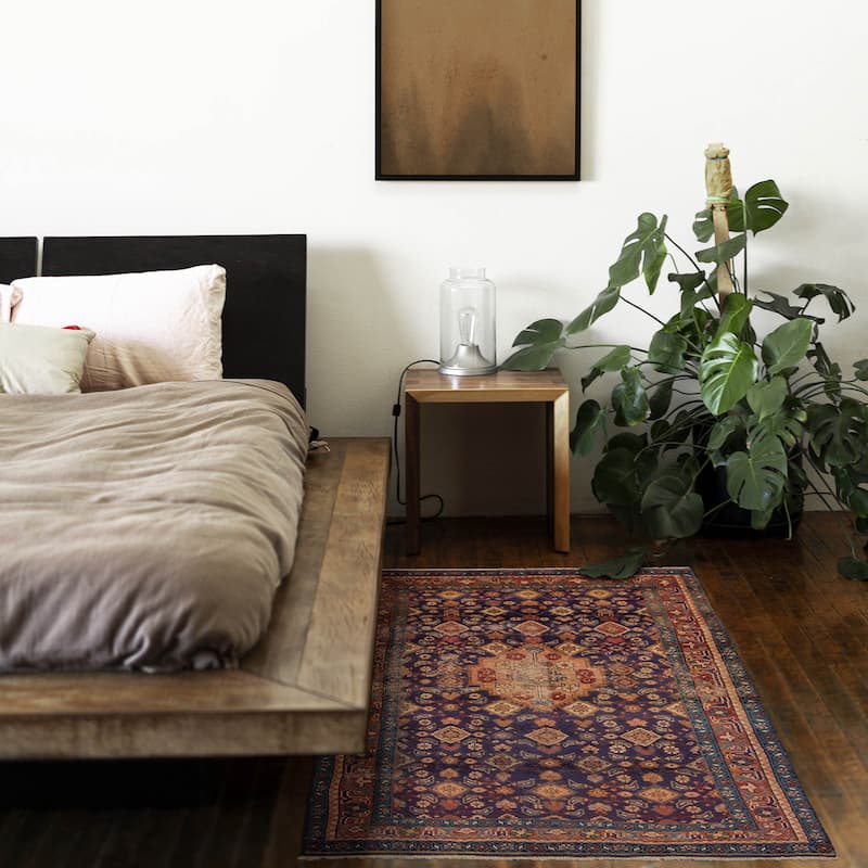 ECARPETGALLERY Hand-knotted Antalya Vintage Dark Navy Wool Rug - 3'7 x 6'9