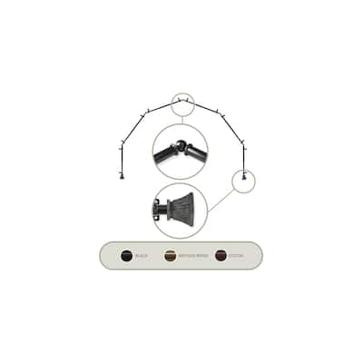 Bay Window Curtain Rod - 6-Sided Corner Rod, Black Drapery Hardware - 13/16 Inch Single Rod - M