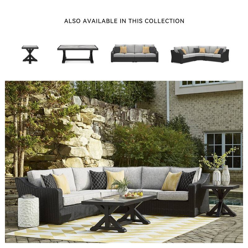 Signature Design by Ashley Beachcroft Black/Gray 3-Piece Outdoor Sectional - 145" W x 145" D x 35" H