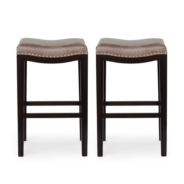 Tiffin Contemporary Studded Fabric Bar Stool Set of 2 by
