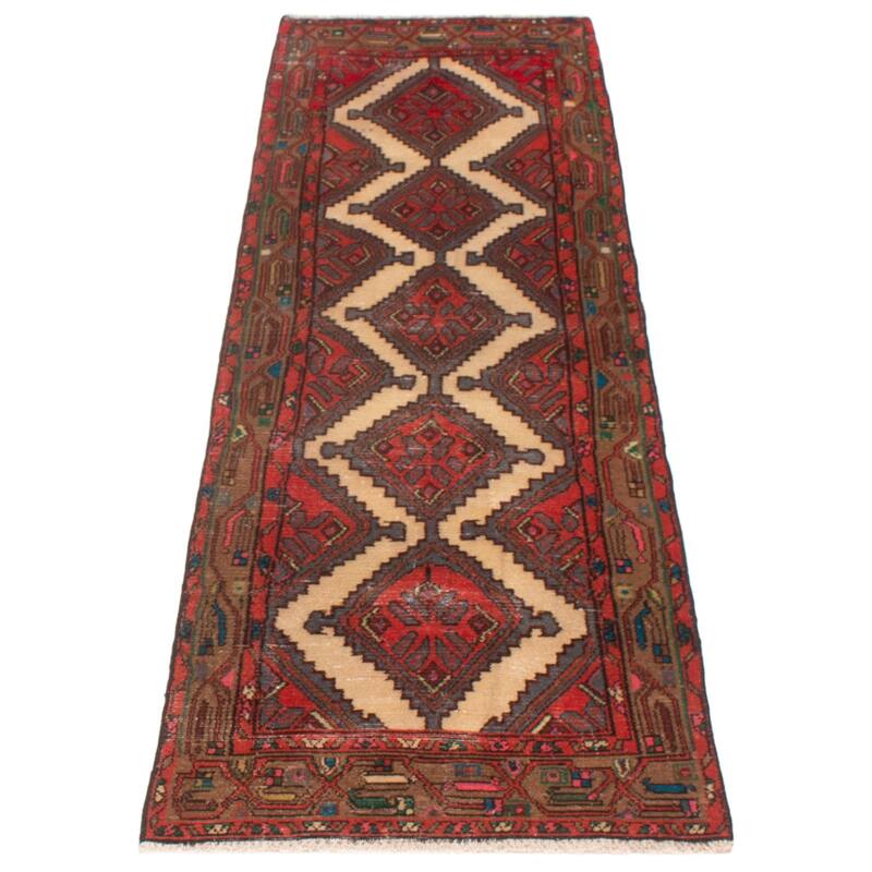 ECARPETGALLERY Hand-knotted Andelz Cream, Red Wool Rug - 2'8 x 8'9