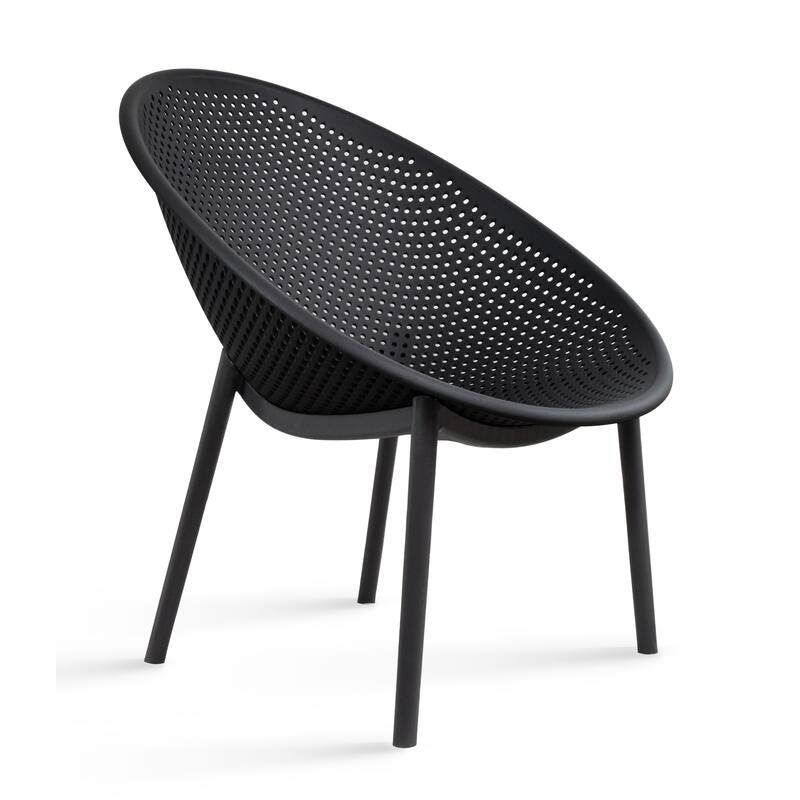 Set of 2 Modern Plastic Lounge Chair Plastic Legs with Polka Dots Spot Breathable for Patio Outdoor or Indoor Use