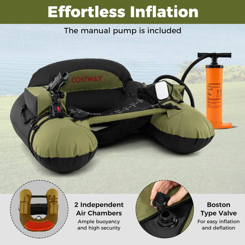 Costway Inflatable Float Tube with Adjustable Fishing Rod Holder Fish - See Details
