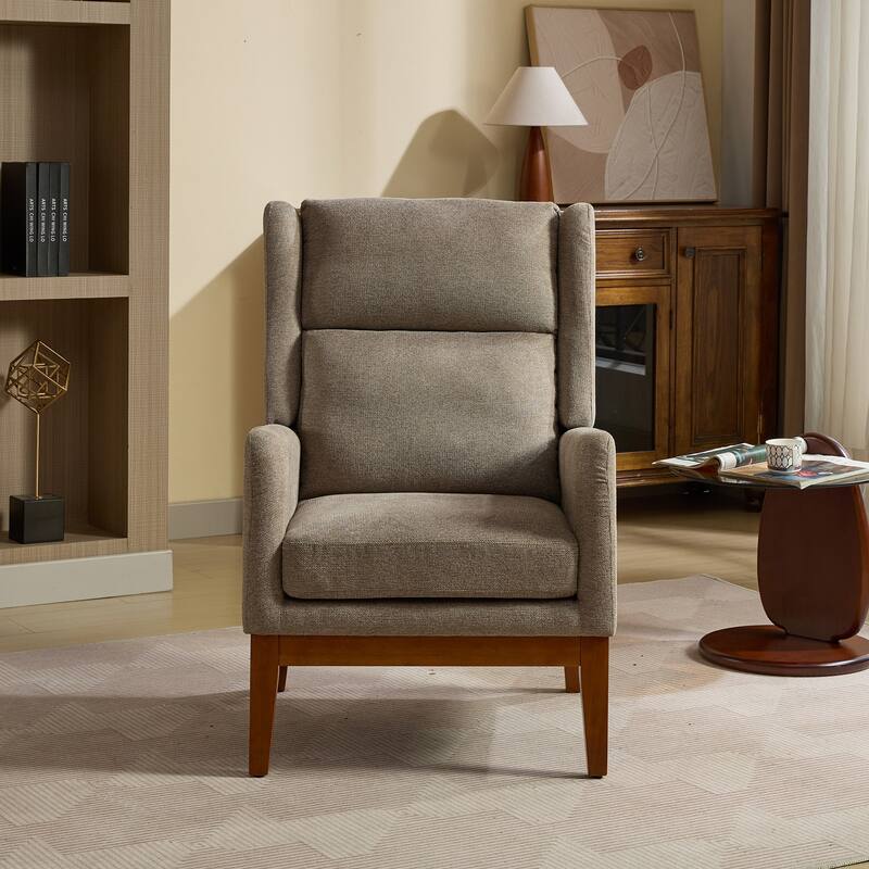 26.18" Wide Modern Accent Chair, High Back Reading Chair ,Upholstered Armchair Club Chair with Wood Legs for Living Room,Bedroom