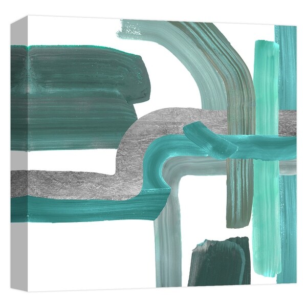 PTM Images 9-124598 PTM Canvas Collection 12" x 12" - "Crossing Paths - Teal II" Giclee Abstract Art Print on Canvas
