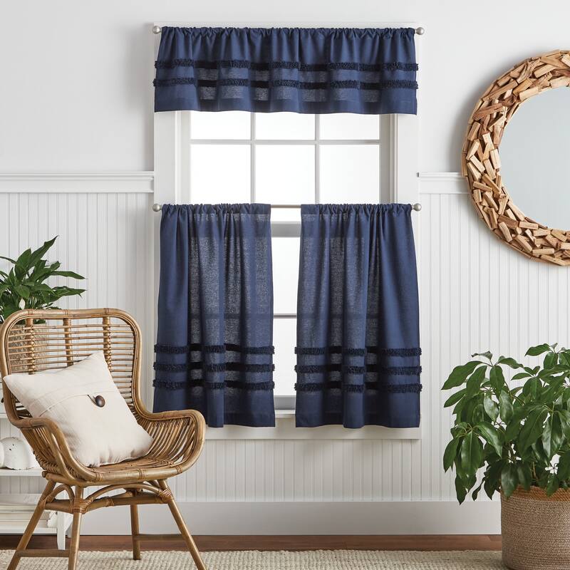 Martha Stewart Water's Edge 3-pc Valance and Tier Set - 1-Valance and 2-36" Tiers
