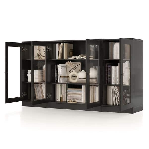 Palace Imports 100% Solid Wood 65" Sideboard with Clear Glass Doors and Adjustable Shelves