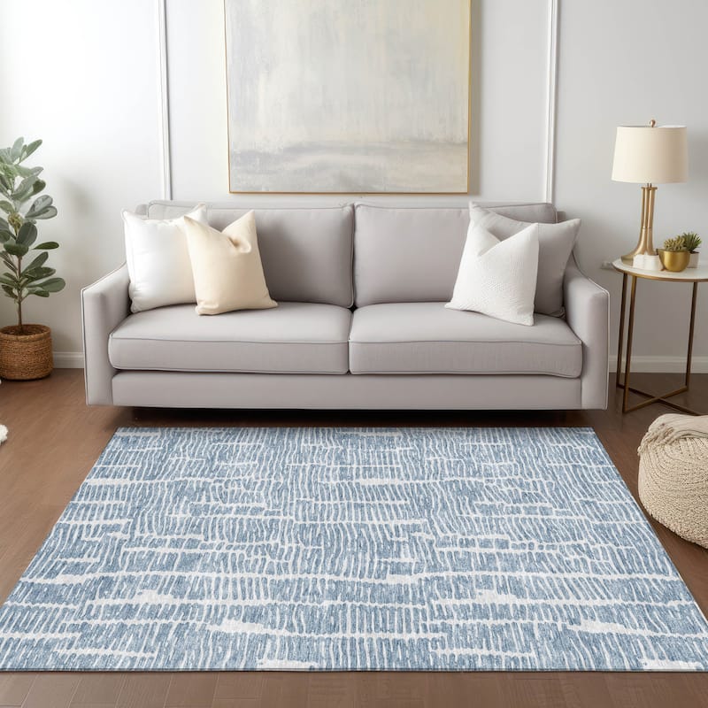Machine Washable Indoor/ Outdoor Chantille Modern Abstract Rug