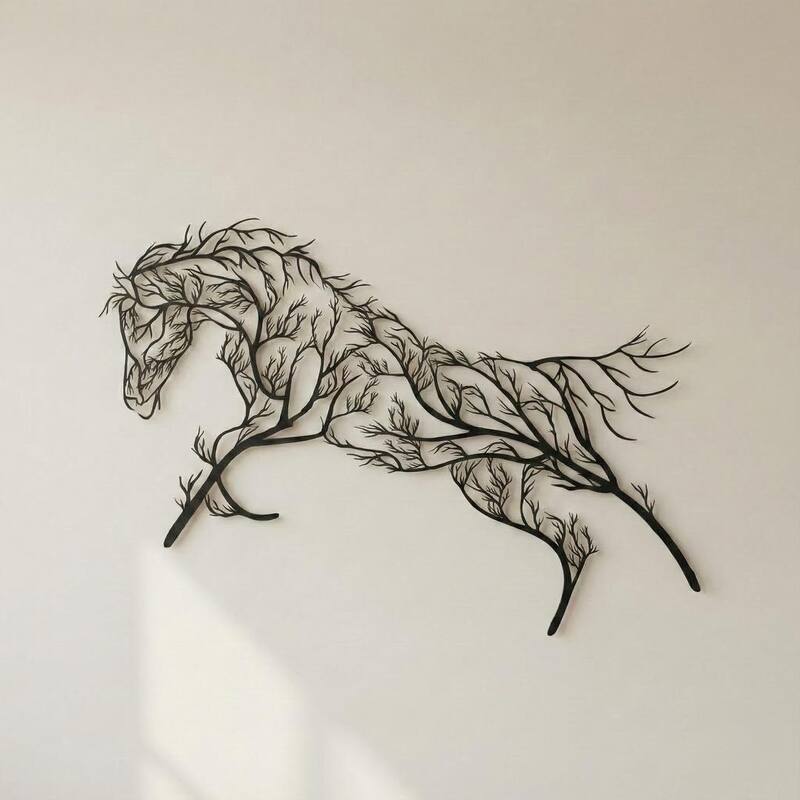 Tree Horse Metal Wall Decor for Home and Outside