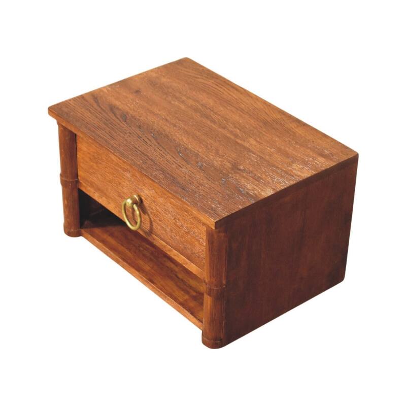 Artisan Furniture Solid Wood Box Frame Wall Nightstand, Brown