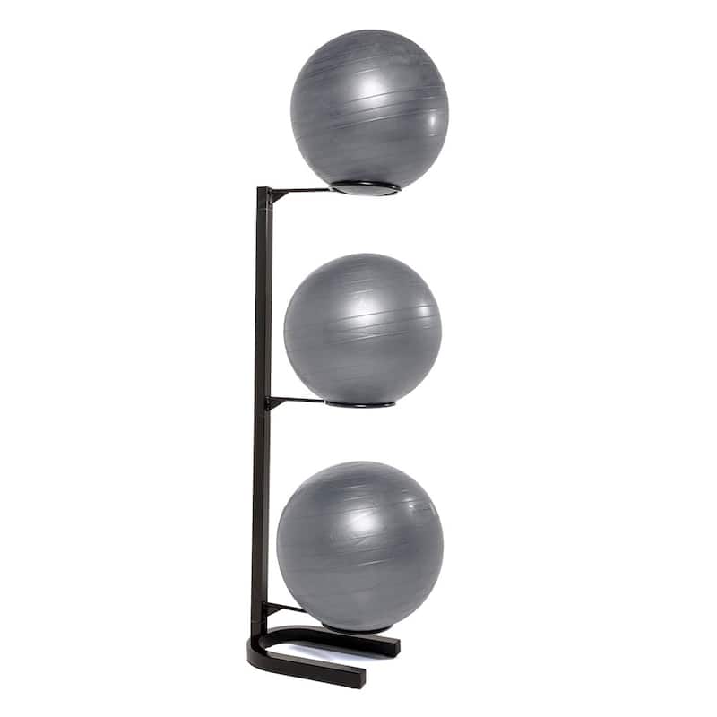 Power Systems Premium Stability Ball Rack, Tubular Steel Stand Holds 3 Exercise Balls - Medium - Stainless Steel